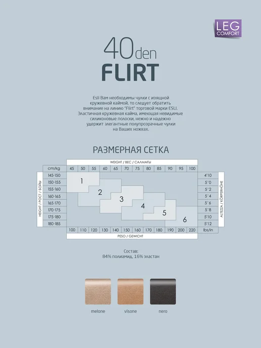 esli Чулки с широкой ажурной резинкой FLIRT 40, черный, фото 8