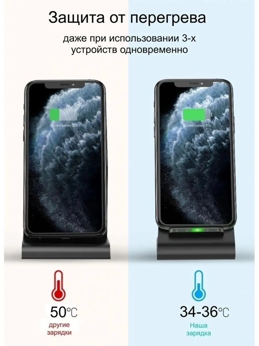 Беспроводная зарядка для iPhone 3 в 1 KPcompany 23424174 купить в  интернет-магазине Wildberries