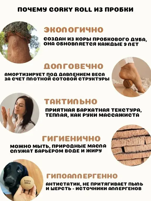 CORKY ROLL Массажный мяч 3 см из пробки для МФР, вариант, фото 4