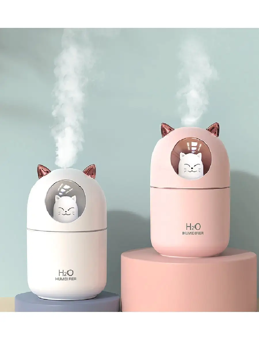 Humidifier H2O - ультразвуковой портативный увлажнитель воздуха ночник/LED  светильник котик детский. TekhnoTEK 23563675 купить в интернет-магазине  Wildberries