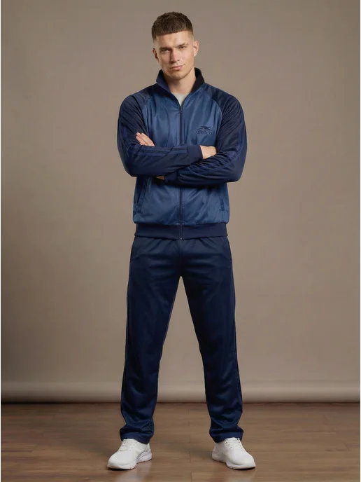 Sportsolo Спортивный костюм на молнии СССР в стиле 90-х Россия, голубой, фото 8