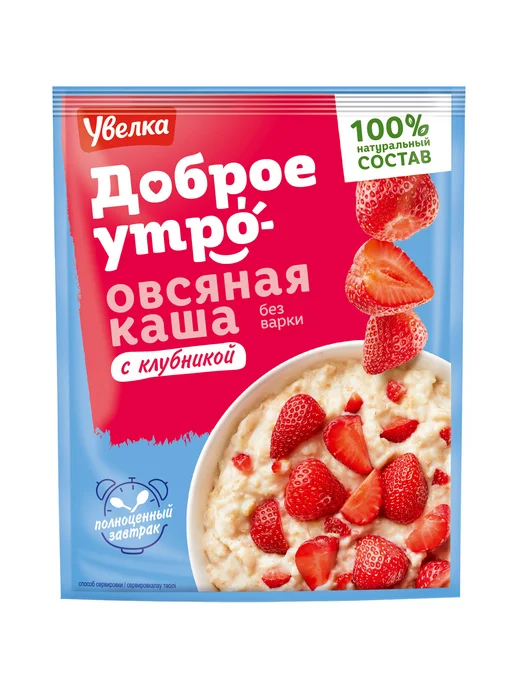 Увелка Каша овсяная с клубникой шоубокс 20 саше по 40 г, 40 г, фото 3