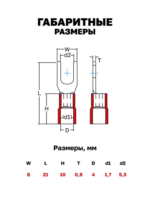EKF Наконечники вилочные клеммы для проводов НВИ 1.5-5 (50шт.), 50 шт, фото 5