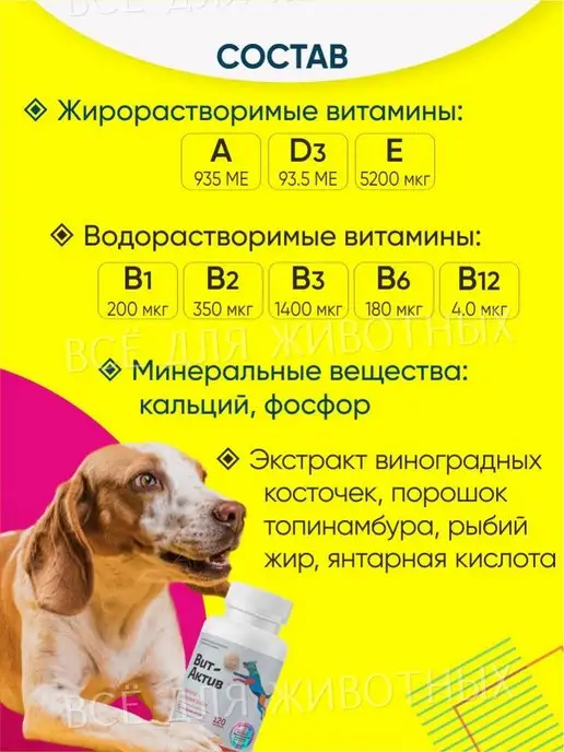 Вит-Актив Витаминно-минеральный комплекс для собак для иммунитета, вариант, фото 6