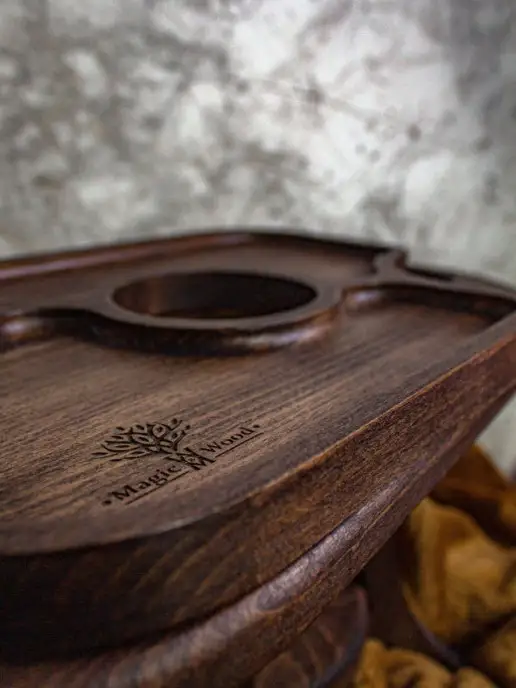 Magic&Wood Винный столик деревянный менажница подарок, коричневый, фото 6