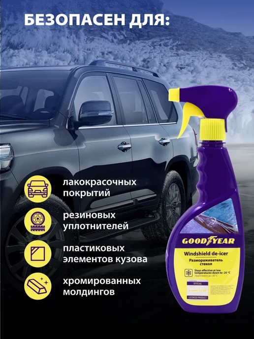 Goodyear Размораживатель стекол автомобильных, спрей 500 мл, 500 мл, фото 4