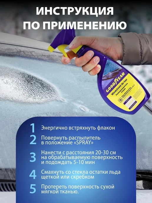 Goodyear Размораживатель стекол автомобильных, спрей 500 мл, 500 мл, фото 8