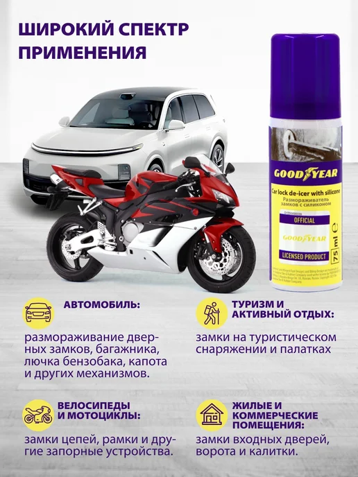 Goodyear Размораживатель замков, 75 мл, 75 мл, фото 4