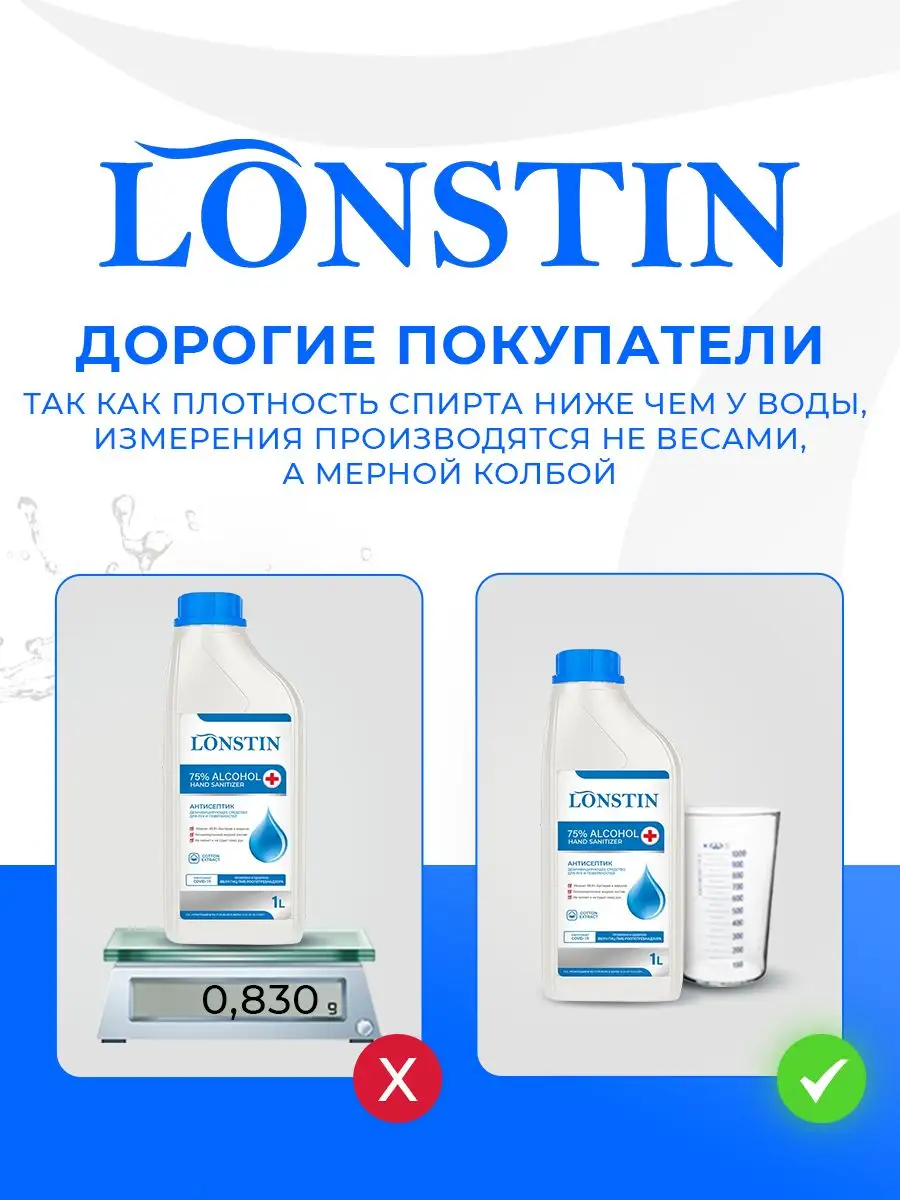 Антисептик для рук и поверхностей 1л Lonstin 24008175 купить за 380 ₽ в  интернет-магазине Wildberries