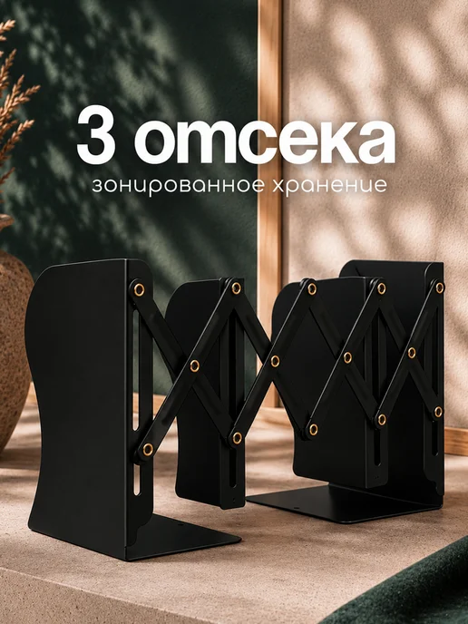 CINLAN Подставка для книг металлическая раздвижная, черный, фото 3
