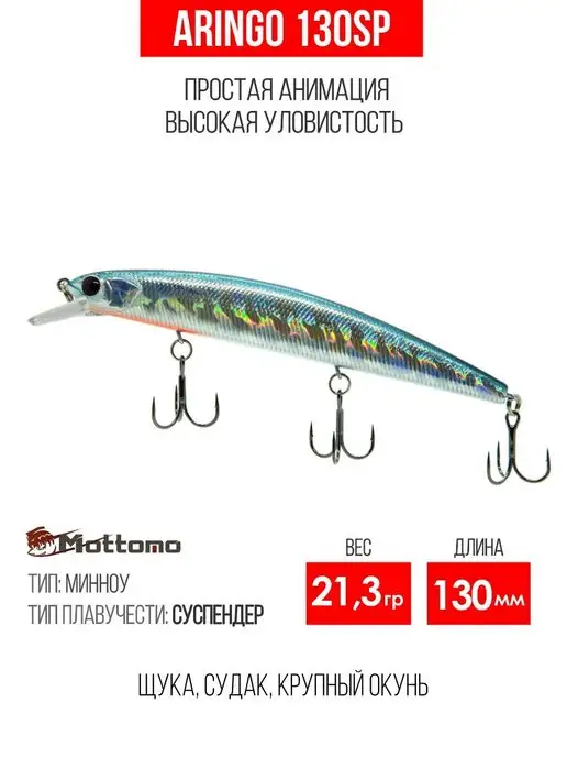 mottomo Воблер Aringo 130SP 21,3g, для спиннинга. Приманка на щуку, 21,3 г