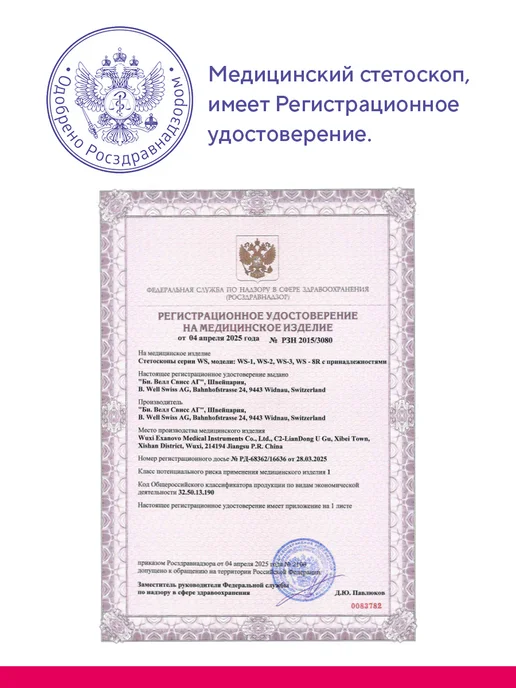 B.Well Стетоскоп медицинский,механический WS-1, вариант, фото 6