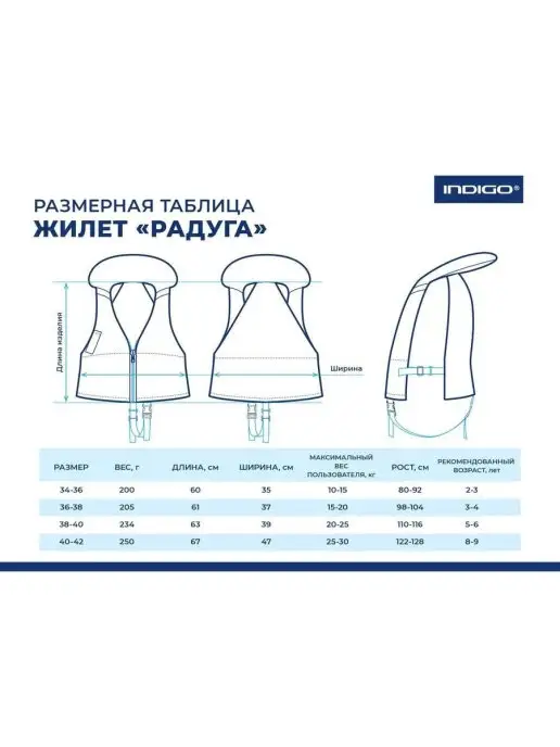 INDIGO Sport Жилет страховочный детский с подголовником Радуга 25-30кг, 2530 кг, фото 2