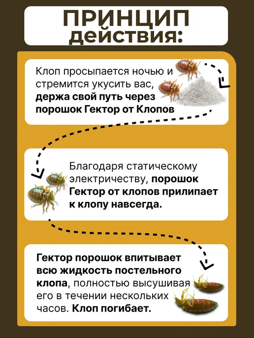 Gektor (Гектор) Порошок Гектор средство против постельных клопов без запаха, вариант, фото 7