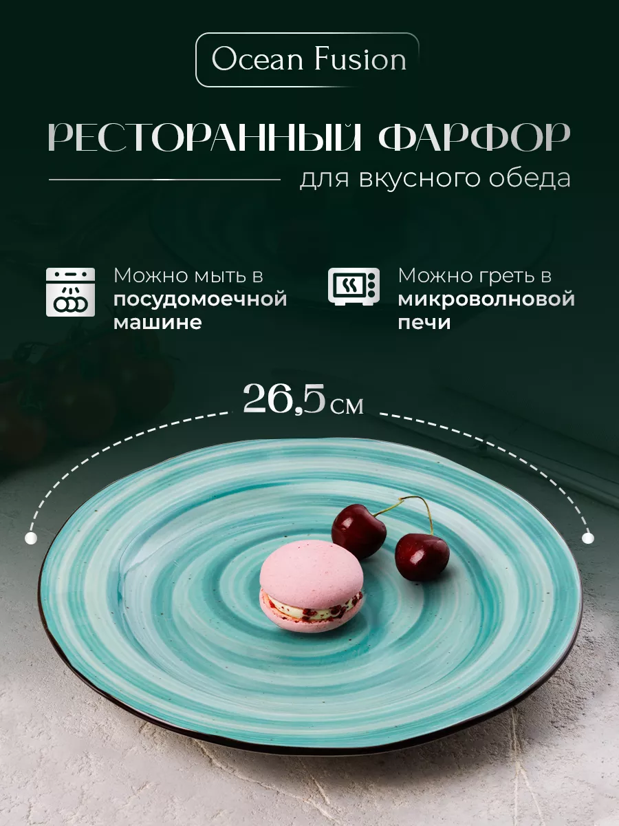 Ресторанные тарелки большие набор 2шт, 26,5 см Фарфор P.L. Proff Cuisine  Ocean Fusion 24719353 купить за 2 243 ₽ в интернет-магазине Wildberries