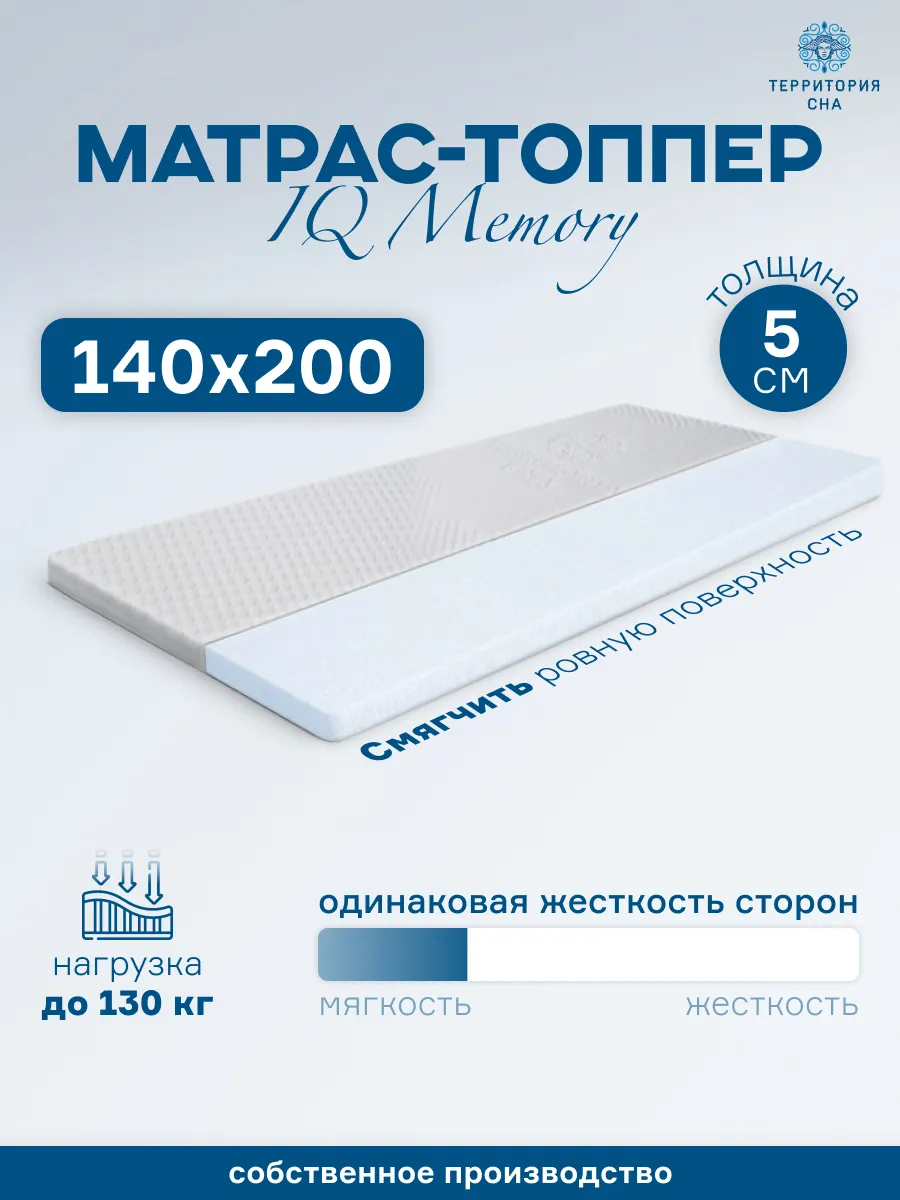 Матрас топпер IQ Memory 5х140х200 территория сна 24798548 купить за 15 105  ₽ в интернет-магазине Wildberries