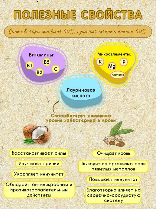 Мералад Урбеч кокосовый и миндальный паста кето без сахара 1кг, 1 кг, фото 3