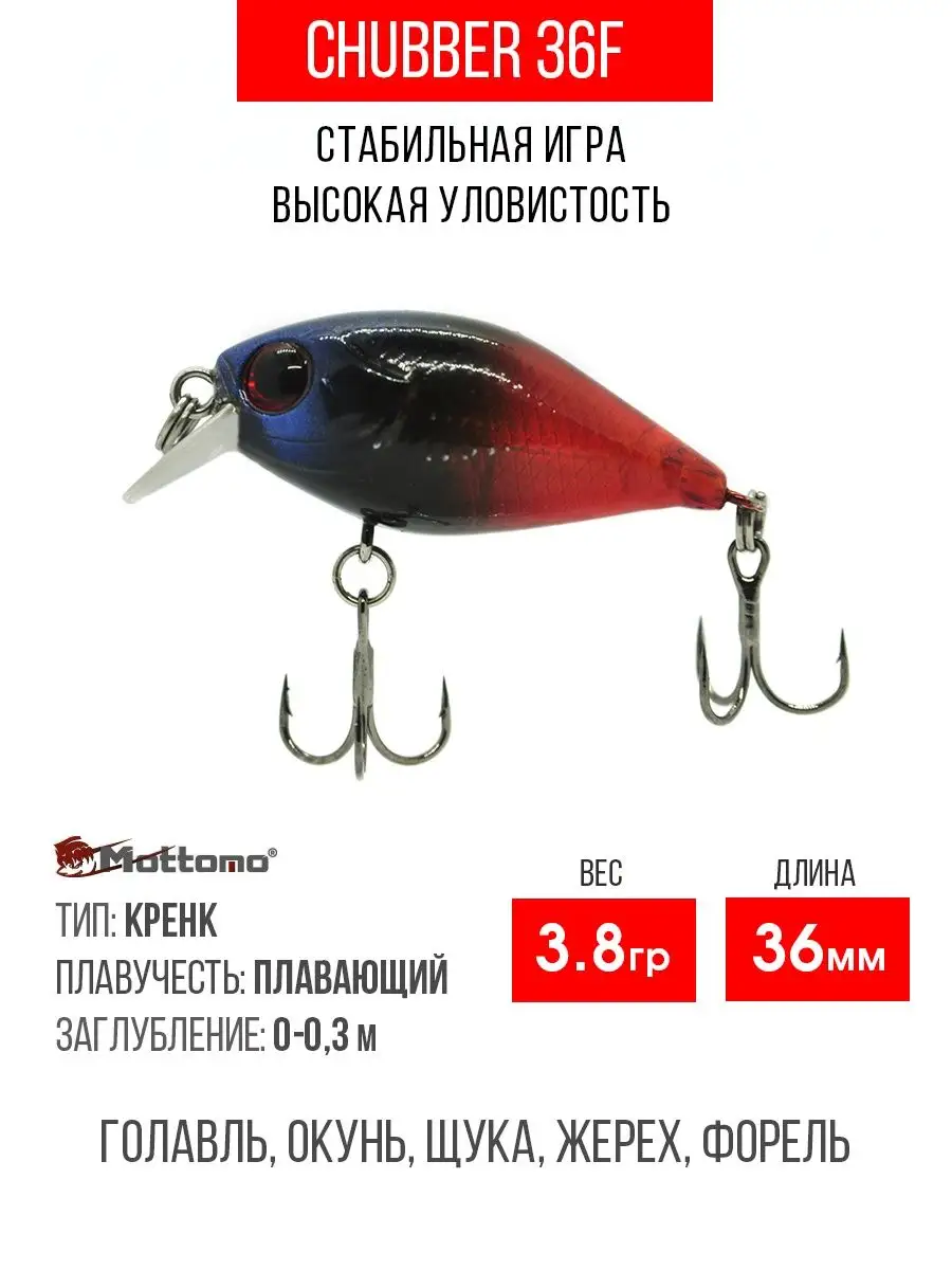 Воблер для рыбалки Chubber 36F 3,8g приманка окуня, щуку. Mottomo 25052936  купить за 494 ₽ в интернет-магазине Wildberries