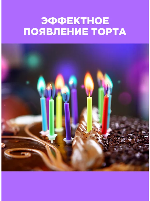 Paterra Свечи для торта "Цветное пламя", 6 шт, 6 шт, фото 4