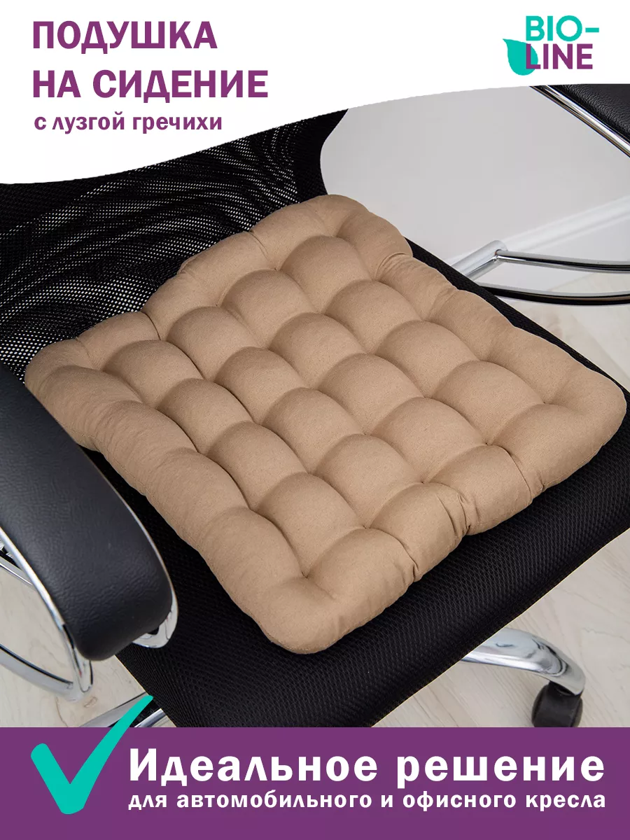 Подушка на стул 40x40 см с гречневой лузгой Bio-Line 25168800 купить за 425  ₽ в интернет-магазине Wildberries