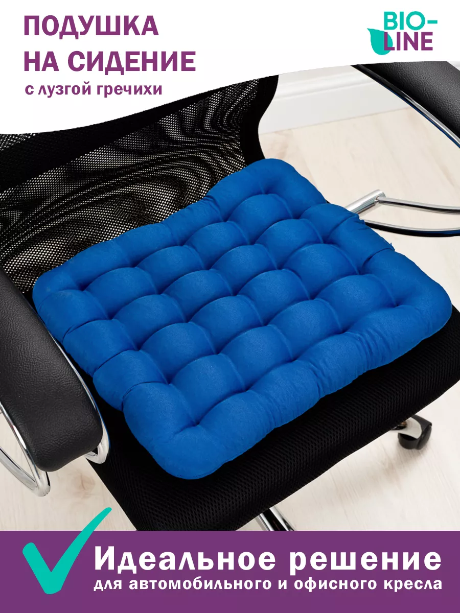 Подушка на стул 40x40 см с гречневой лузгой Bio-Line 25168806 купить за 390  ₽ в интернет-магазине Wildberries