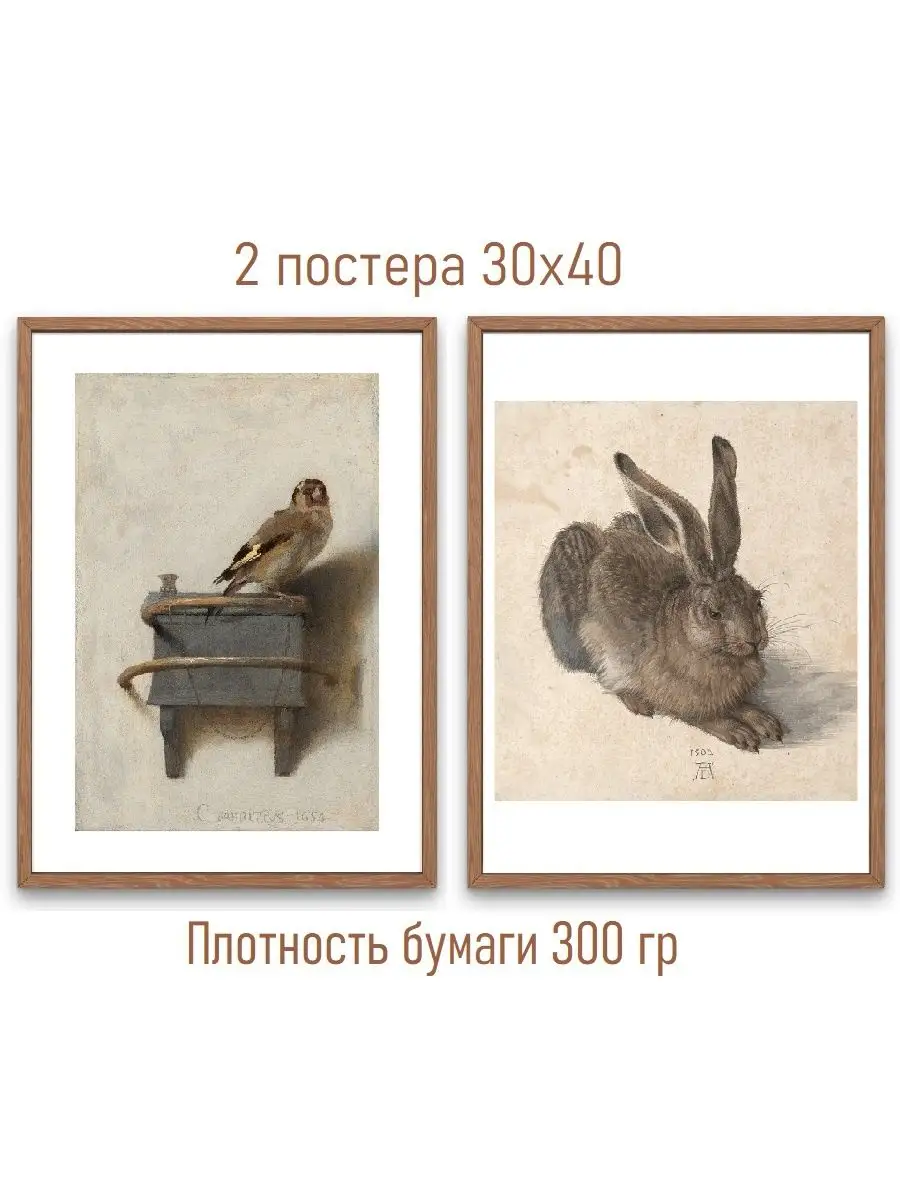 Постеры интерьерные Щегол Заяц 30х40
