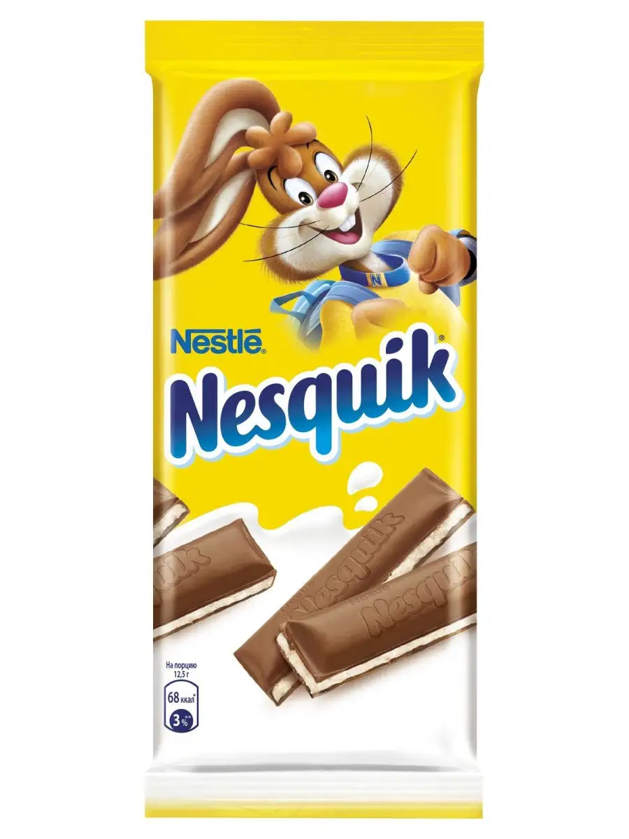 НЕСКВИК Шоколад с Молочной Начинкой 4шт по 100г NESQUIK. 25423942 купить в  интернет-магазине Wildberries