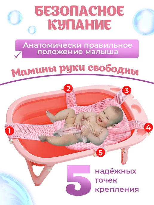 BabySezam LT Гамак для купания новорожденных горка, розовый, фото 2
