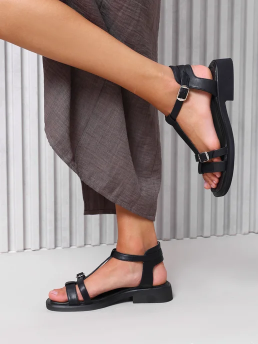 Guard-shoes Босоножки натуральная кода, сандалии низкие, черный, фото 3