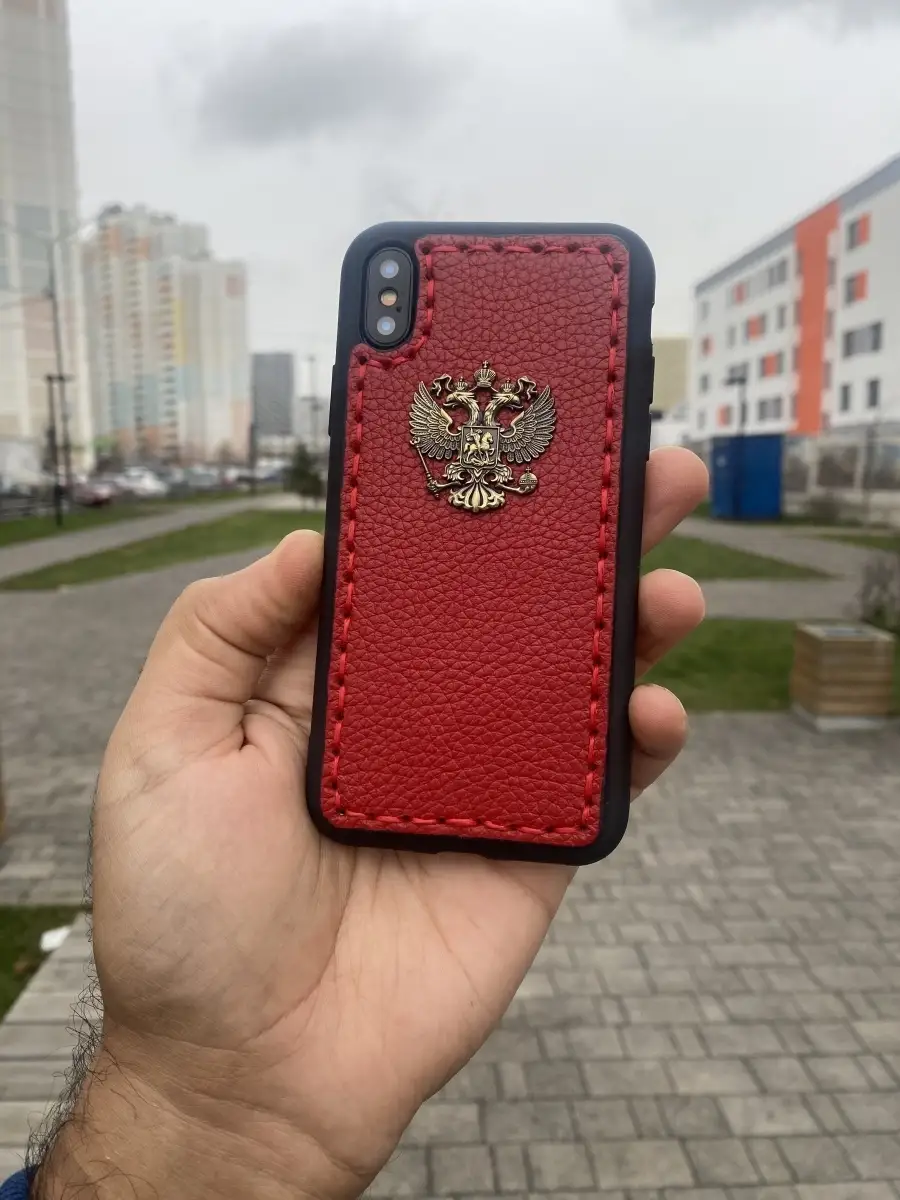 Кожаный чехол-бампер для iPhone X | XS с гербом России GRSKIN 25549883  купить за 771 ₽ в интернет-магазине Wildberries