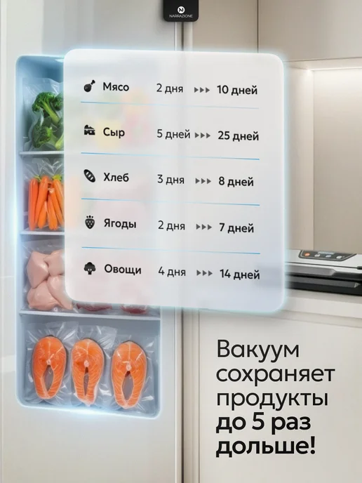 NARRAZIONE С запайкой и пакетами с рулонов вакууматор для продуктов, вариант, фото 3