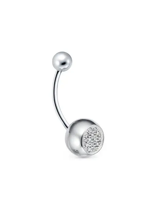 Vesna jewelry Пирсинг в пупок золото 585 сердечко с бриллиантами, белый, фото 2