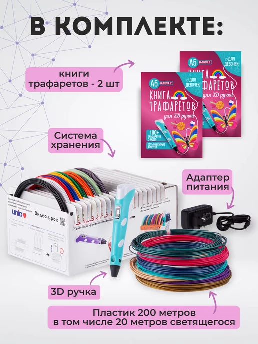 SPIDER PEN 3Д ручка с набором пластика и трафаретами, розовый, фото 7