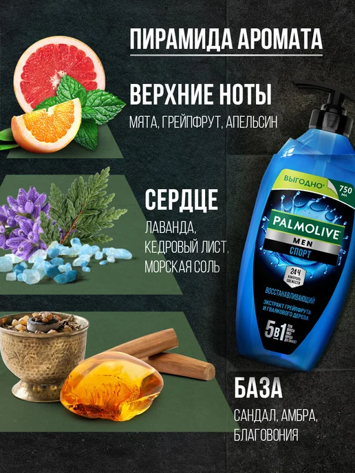 PALMOLIVE Гель для душа мужской Спорт 5 в 1 750 мл, 750 мл, фото 8