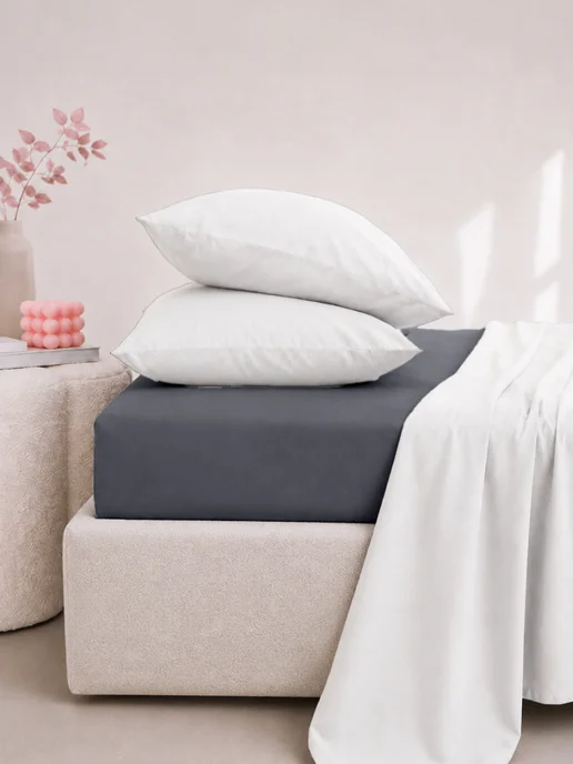 Uniqcute Простыня евро из поплина 216Х240 см классическая, 216x240 см, фото 3
