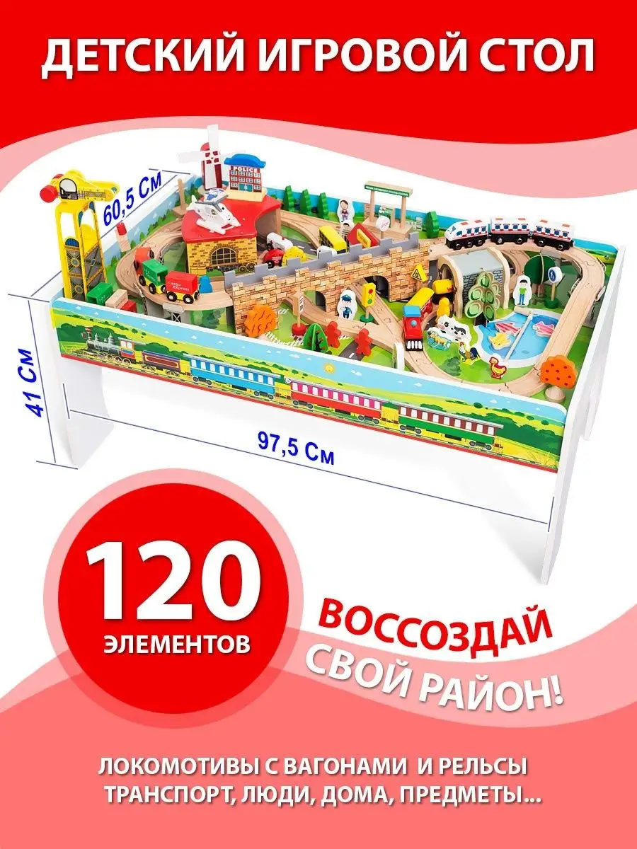 Игровой стол/Деревянная железная дорога игра/planettading База Игрушек  25665824 купить в интернет-магазине Wildberries