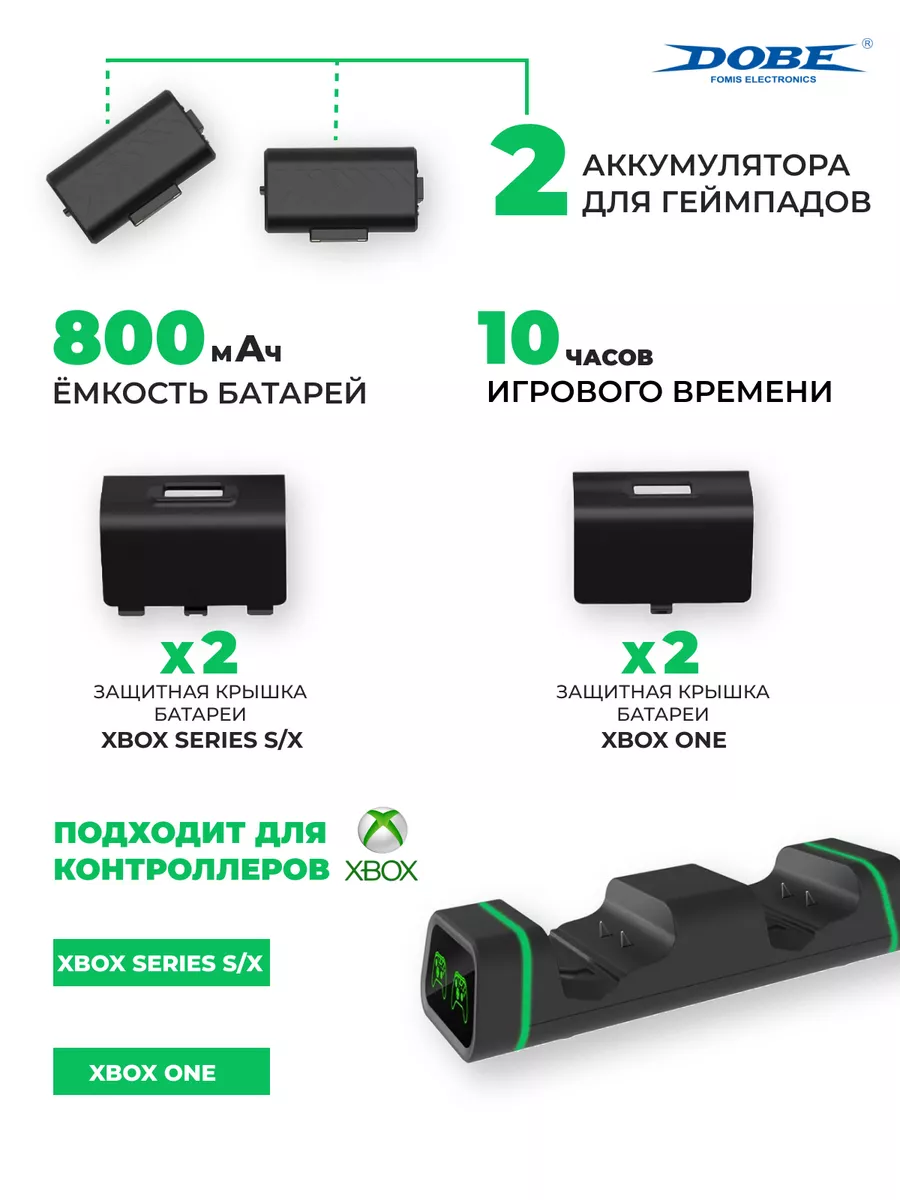 Зарядная станция для Xbox Series S/X + 2 акб 800 mAh Dobe 25704222 купить  за 962 ₽ в интернет-магазине Wildberries