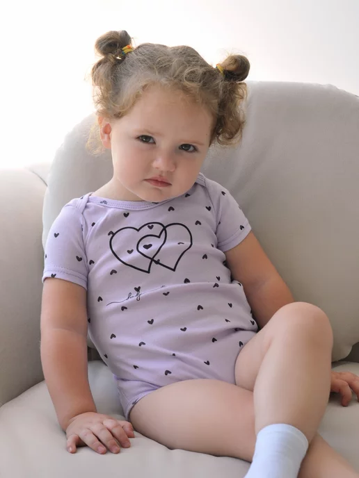 Mami-kids Боди для новорожденных малышей девочек с коротким рукавом, фиолетовый, фото 2