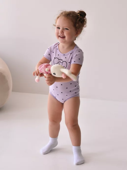 Mami-kids Боди для новорожденных малышей девочек с коротким рукавом, фиолетовый, фото 3