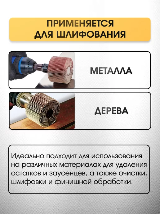 Тундра Круг шлифовальный лепестковый радиальный 80х30х6мм Р40, желтый, фото 2