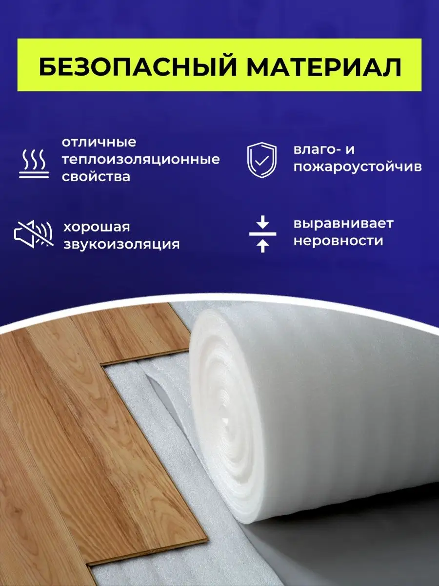 Подложка под ламинат, паркет, теплый пол 1.05х25м. 5мм Тепофол 25723130  купить за 3 180 ₽ в интернет-магазине Wildberries