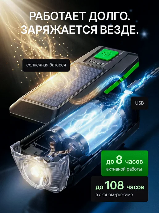 Sale & Sale Фонарик на велосипед, черный, фото 5