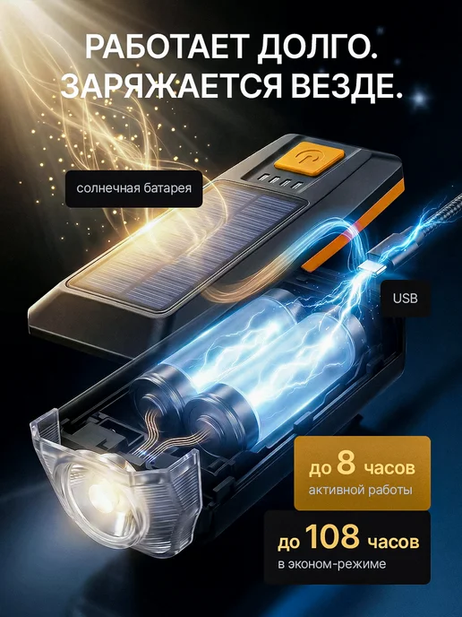 Sale & Sale Фонарик на велосипед, черный, фото 5
