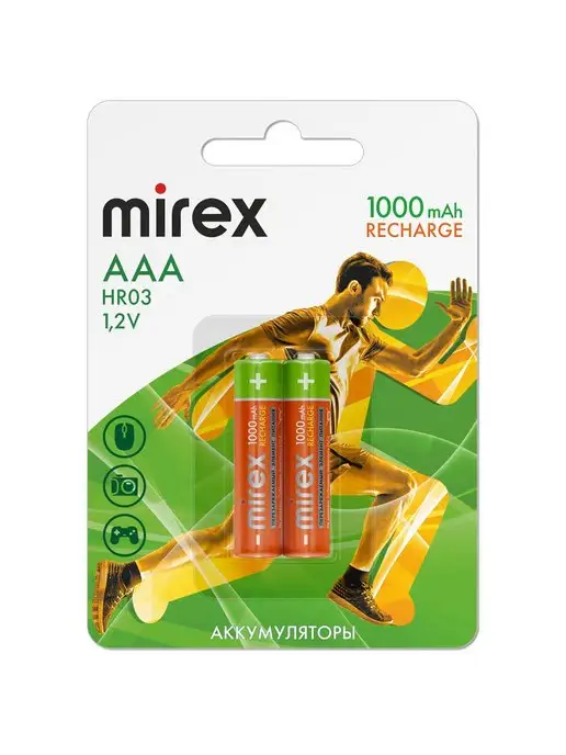 Mirex Аккумуляторные батарейки ААА мизинчиковые 1000 mAh 2 штуки, 1000 мАч, фото 7