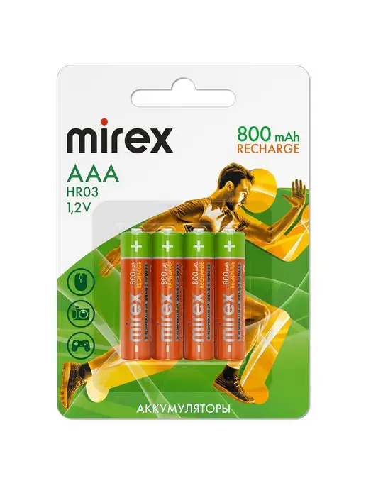 Mirex Аккумуляторные батарейки ААА мизинчиковые 800 mAh 4 штуки, 800 мАч, фото 7