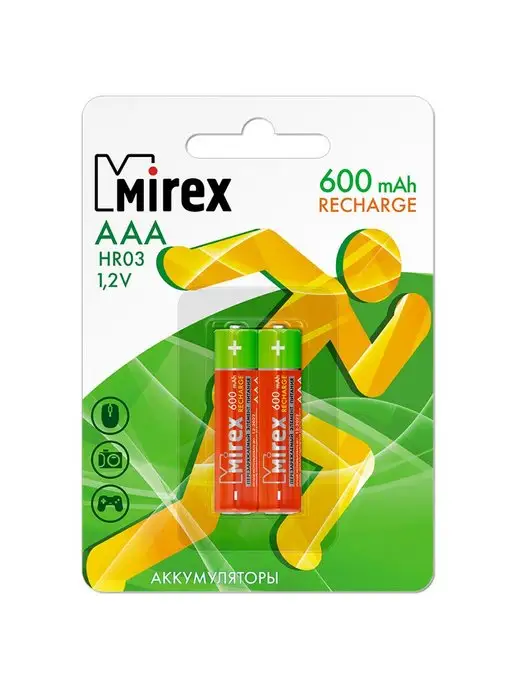 Mirex Аккумуляторные батарейки ААА мизинчиковые 600 mAh 2 штуки, 600 мАч, фото 7