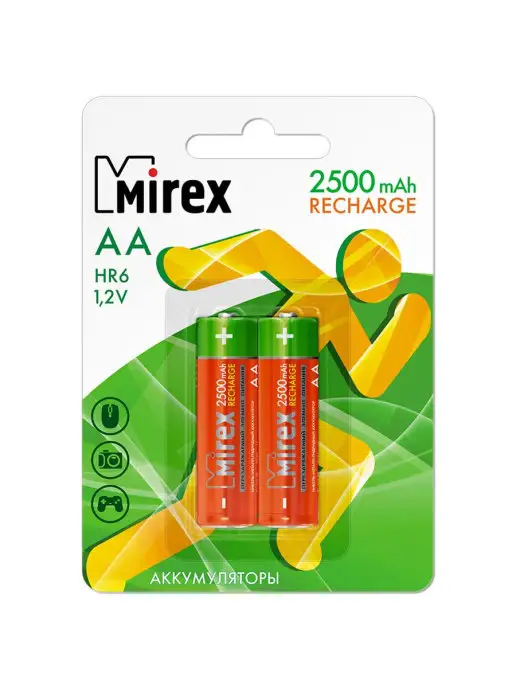 Mirex Батарейки АА аккумуляторные пальчиковые 2500 mAh 2 штуки, 2500 мАч, фото 6