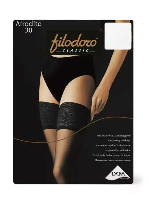Filodoro Classic Чулки тонкие AFRODITE 30 den кружевные, черный, фото 2