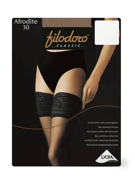 Filodoro Classic Чулки тонкие AFRODITE 30 den кружевные, бежевый, фото 2