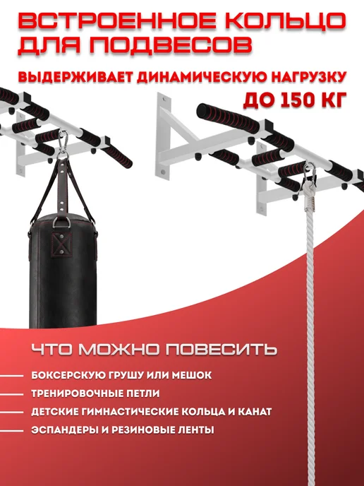 Sportlim Турник настенный разборный "3 хвата", белый, фото 5